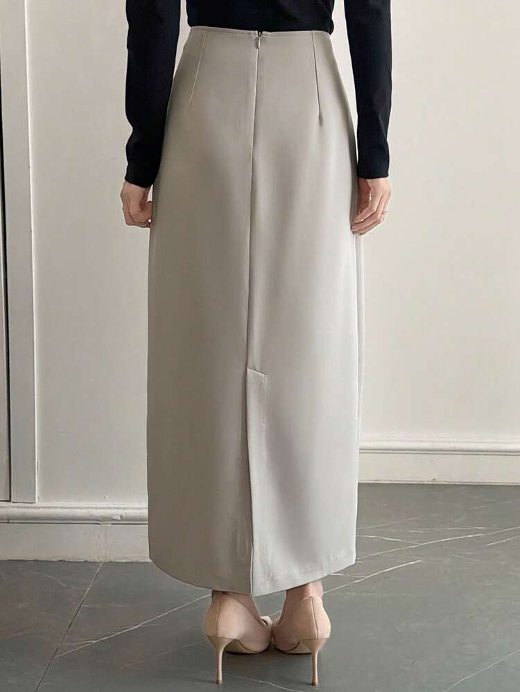 Mid-Length High Waist A-Line Skirt, Petite Slimming Design For Women