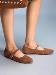 CUCCOO GRLICON Damen Lässig Schnallen Design Flache Loafer, vielseitig für den täglichen Gebrauch - Braun - Übersicht 5