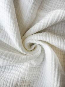 SHEIN LUNE 女士休闲100%纯棉纯色宽松夏季半身裙套装 - 白色 - 查看 8