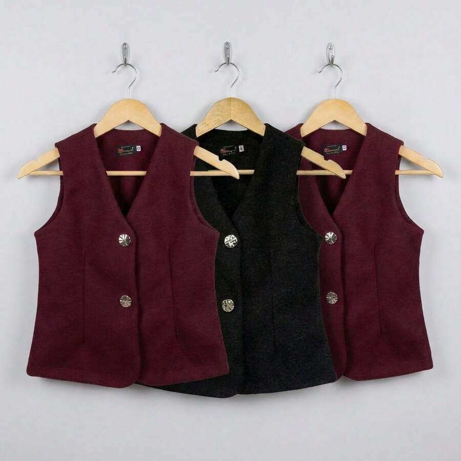 Set de 3 Chaleco con Botones Metálicos | Estilo Casual Elegante - 2 - Ver 1