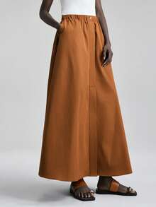 Ontre Spring/Summer New A-Line Skirt, Versatile & Elegant Women's Skirt, Suitable For Valentine's Day, Carnival, Beach, Party - Coffee Brown - View 6