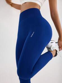 Seamluxe SHEIN Sport 女士休闲高腰塑身打底裤 - 藏蓝色 - 查看 6