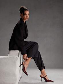 CUCCOO SZL Sexy Fashion Pointed Toe Women's Stiletto High Heel Backless Sandals, Suitable For Party, Nightclub - Burgundy - View 4