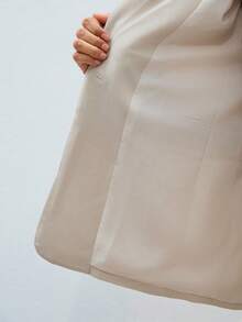 卡其色短袖撞色领拼布女式西装外套 - 杏色 - 查看 4