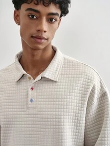 TOKVUE Men's Casual Small Plaid Pattern Polo Shirt - Grey - View 2