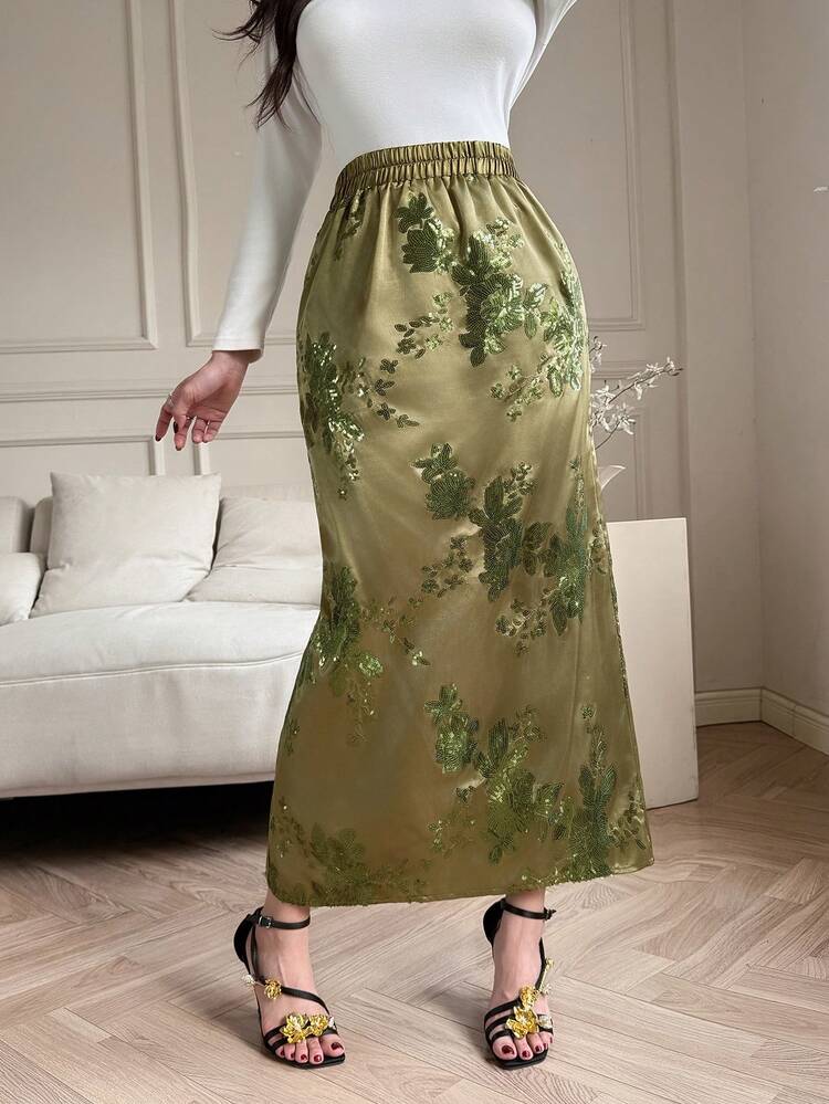 Women's Elastic Waist Sequin Elegant Skirt Carnival