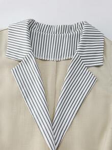 GlowEve CURVE Plus Size Women Striped Patchwork Blazer Jacket, Suitable For Work