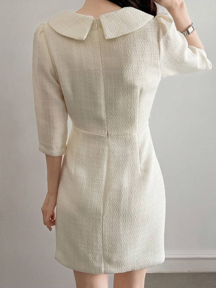 Women's Elegant A-Line Dress, Long Sleeve, Fitted Bodycon Midi Dress, French Style Summer Sundress