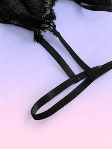 FeverCity Men's Contrast Lace Leg Garter Sexy Briefs - Black - View 5