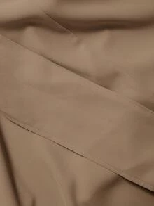 SHEIN MOD 大码无袖束腰蝴蝶结女士西装背心，秋冬摆裙套装，卡其色短款西装外套 - 駝色 - 查看 5
