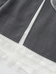 Franclia Sweet & Spicy Bow Lace Patchwork A-Line Mini Skirt, Summer - Dark Grey - View 5