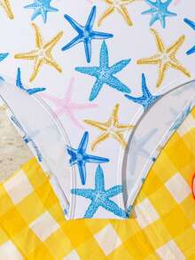 SHEIN 少女海星印花连体泳衣 - 彩色 - 查看 6