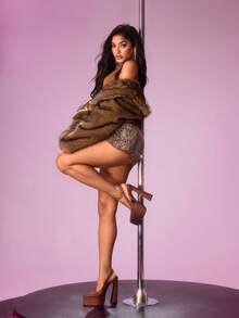 CUCCOO LuxiPop Damskie, jednokolorowe, minimalistyczne, platformowe czółenka na wysokim obcasie, uniwersalne na Halloween, imprezę świąteczną, strój do klubu jesienno-zimowego - Złoty pył, brązowy - Zobacz 5