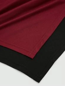 Sweetra T-shirt ajusté à manches courtes avec ourlet asymétrique minimaliste de couleur unie grande taille - Noir - Voir 6