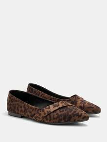 CUCCOO CURVES Women's Pointed Toe Wide Fit Flat Loafers, Solid Color, Suitable For All Seasons, Daily & Work Wear Spring Shoes Spring Break Easter Valentine's Day - leopard print - View 10