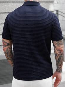 Manfinity CasualCool Áo Polo nam tay ngắn màu trơn, chất liệu vải waffle, kiểu dáng sinh viên, màu xanh navy, áo polo nam, áo sơ mi nam, áo polo nam thường ngày, phong cách cổ điển, thích hợp cho sinh hoạt hàng ngày, những chuyến đi cuối tuần, hoạt động ngoài trời, du lịch, môi trường làm việc thoải mái, quà tặng cho bạn trai/chồng, quà kỷ niệm/sinh nhật, tiệc tùng, kỳ nghỉ hè, lễ hội, năm mới, đám cưới, ngày Valentine. - Xanh đậm - Xem 2