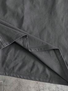 AXEPEAK T-shirt décontracté ample pour hommes, blanc, manches chauve-souris, patchwork, légèrement raide, été - Gris foncé - Voir 5