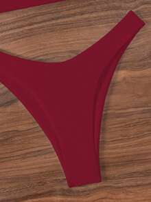Swim Chiccia Women's Beach Vacation Casual Bandeau Bikini Set - Red - View 8