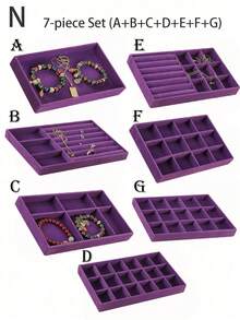 Jewelry Tray Organizer, Jewelry Necklace Earring Ring Display Storage Box, Stackable Jewelry Holder Case Makeup Cosmetic Organizer For Earrings Necklace Rings Bracelets Pendants Pearl - Purple - View 16