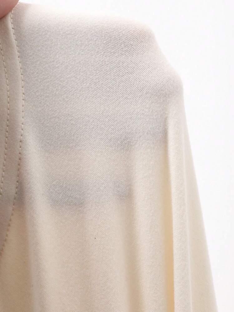 1pc Women's Oblique Shoulder Fitted Elegant Blouse, Long Sleeve Asymmetrical Shoulder Top