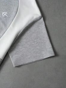 PAVTROS 男士字母印花圆领短袖休闲T恤和抽绳腰短裤套装 - 彩色 - 查看 8