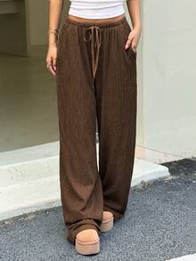 Flirla Quần nữ ống đứng, cạp chun, chất liệu vải có họa tiết, kiểu dáng thường ngày. - màu nâu - Xem 7