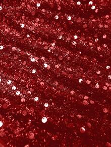 SHEIN Clasi Women's Round Neck Long Sleeve Sequin Elegant Everyday Wear, Holiday Party Sparkly Bow Tie Back Blouse, Autumn/Winter - Red - View 8