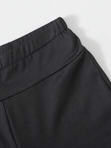 SHEIN 青少年女孩寬腿高腰 5件組 時尚休閒舒適百搭喇叭褲，極簡風，返校穿搭，秋季套裝 - 黑色 - 查看 5