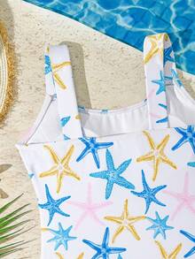 SHEIN 少女海星印花连体泳衣 - 彩色 - 查看 5
