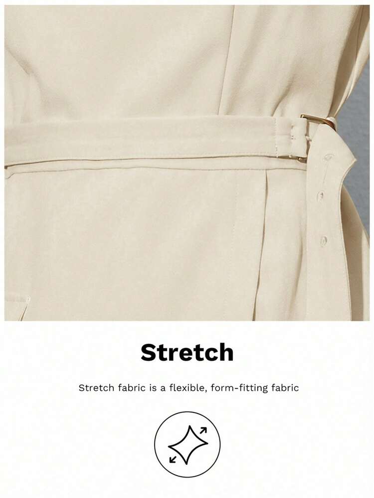 SHEIN Maija レディース エレガントな無地ノースリーブジャンプスーツ、都会的な通勤、ビジネスカジュアル、パーティー、休暇、ビーチに適しています