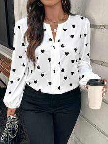 SHEIN Clasi Áo kiểu nữ cỡ lớn thanh lịch, đính sequin, dáng rộng, thích hợp cho các buổi tiệc tùng, tụ họp, ngày lễ tình nhân, sinh nhật, kỳ nghỉ xuân, hè. - Đen và trắng - Xem 1