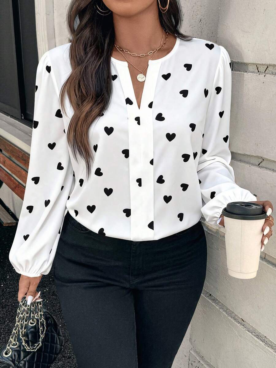 SHEIN Clasi Áo kiểu nữ cỡ lớn thanh lịch, đính sequin, dáng rộng, thích hợp cho các buổi tiệc tùng, tụ họp, ngày lễ tình nhân, sinh nhật, kỳ nghỉ xuân, hè. - Đen và trắng - Xem 1