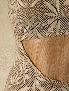 Swim Vcay Women's Hollow-Out One-Piece Swimsuit, Suitable For Beach Vacation - Brown - View 4