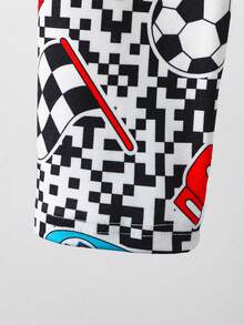 SHEIN Explorewe 3pcs/Set Boys' Snug Fit Video Game, Flag, Basketball Graphic Print Short Sleeve T-Shirt, Shorts And Pants Loungewear, Comfortable Fabric, Suitable For Cool Gamers And Sports Lovers - Multicolor - View 4