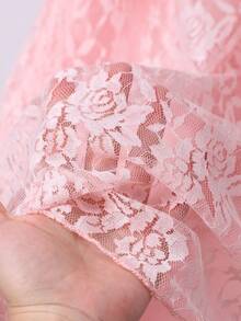 Vestido elegante y de alta gama color rosa para niña preadolescente, vestido de estilo princesa a la moda y lindo - Rosa - Ver 5