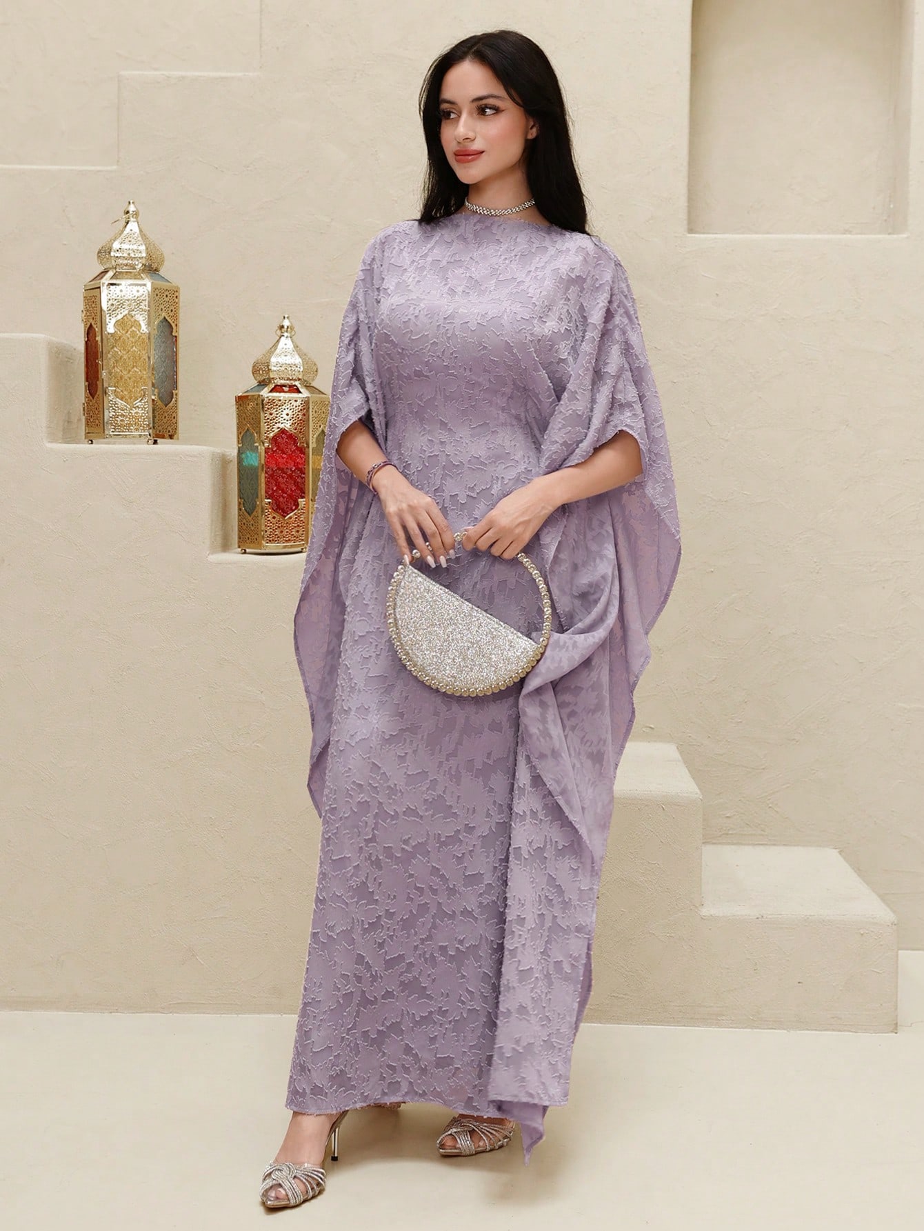 Yasmyna رمضان فستان ماكسي تركي أنيق بياقة قارب ذو...