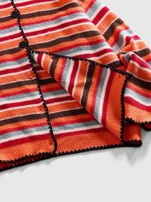 ROMWE MEN Áo khoác cardigan tay dài, phối màu kẻ sọc, cài cúc phía trước, kiểu dáng thường ngày. - Nhiều màu - Xem 5