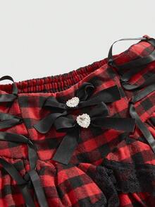 ROMWE EDITION 姬系辣妹可爱甜美高腰蛋糕裙女装 - 紅色 - 查看 3