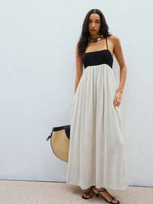 ATUI Studio 女式撞色休闲褶裥长吊带裙 - 彩色 - 查看 4