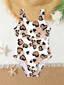Girls' Leopard Heart Print One-Piece Swimsuit, 8-12 Years Old, Sweet & Cute Tween GirlsSwimwear For Swimming, Beach, Spa Leopard Print Swimsuit Kids Leopard Bathing Suit Tween Leopard Swimsuit Animal Print Bathing Suit Tween Girl Swimsuit Animal Print Swimsuit Tweens Swimsuit Girls Bathing Suit Heart Print Swimsuit Tween Dalmatian Swimsuit Cheetah Print Swimsuit Kids - Multicolor - View 4