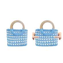 3件套手工编织布袋 DIY彩色扁平丝带拖鞋收纳篮靠垫粗毛线球 - 彩色 - 查看 6