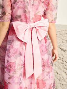 少女优雅派对碎花网纱连衣裙 - 粉色 - 查看 3