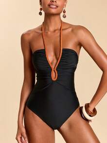 Travachic Women's Beach Vacation Casual One Piece Swimsuit - Multicolor - View 5