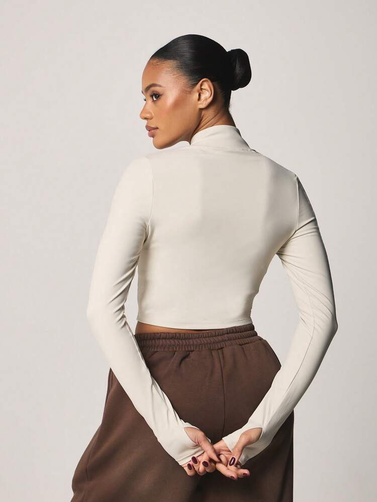 MISSGUIDED Women's Crop Zip Up Track Jacket With High Neck And Long Sleeves Athletic Outerwear With Stripe Side Panel Detail