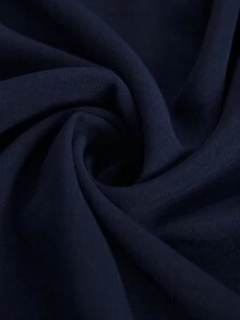 Plussiva Gaun Kasual Lengan Pendek Leher Bulat Warna Polos untuk Wanita Hamil Ukuran Besar, Musim Panas - Navy Blue - View 8