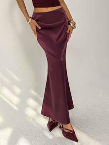 Aloruh 女士紫色超长美人鱼尾巴紧身裙 - 中紫紅色 - 查看 3