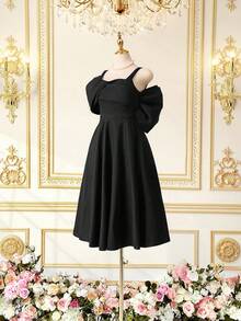 Fleurora Vestido largo asimétrico minimalista de unicolor para mujer