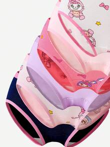 SHEIN 5条/套 女孩可爱兔子图案纯棉三角裤，颜色随机 - 彩色 - 查看 5