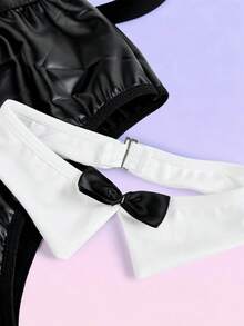 FeverCity Men's Sexy Suspender Briefs With Bow Tie, Suitable For Valentine's Day - Black - View 4