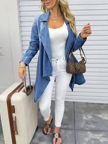 EMERY ROSE Damen Mode Denim Jacke mit Taschen